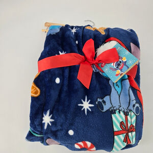 Disney Stitch Plush Dark Blue Holiday Throw Blanket – Cozy Fleece 60” x 70” NWT